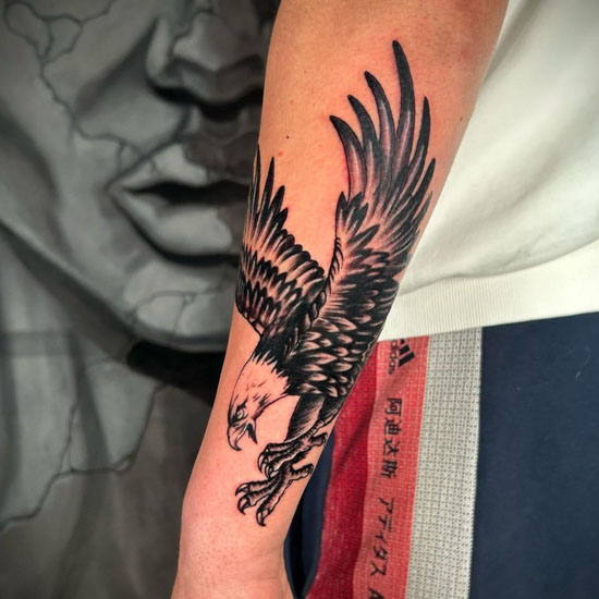 Black and Grey Eagle Tattoos - Cloak and Dagger Tattoo London