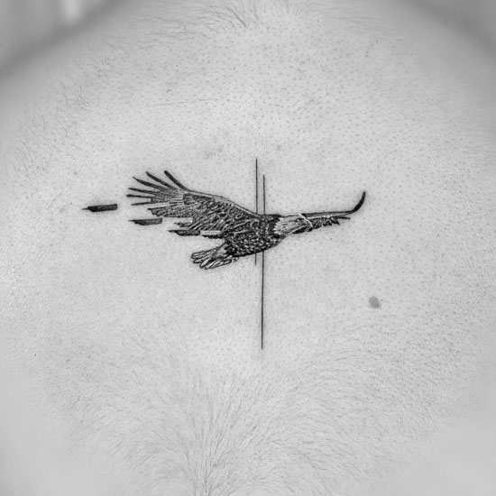 Detailed small eagle tattoo