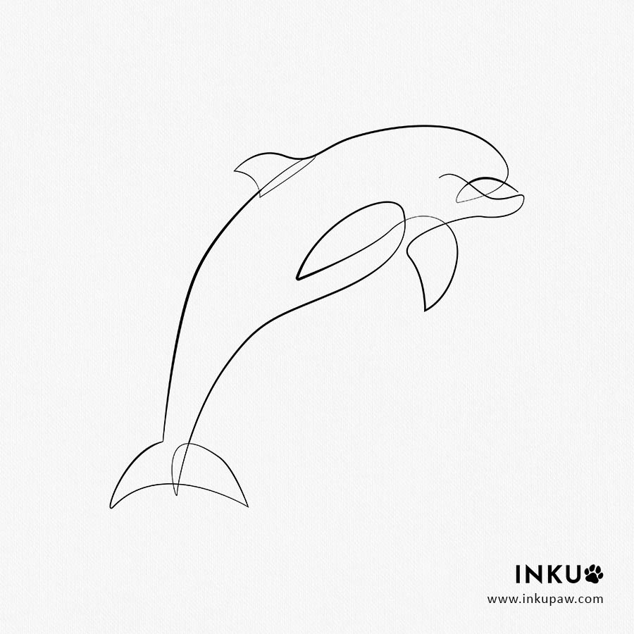 Dolphin tattoo on waves Royalty Free Vector Image