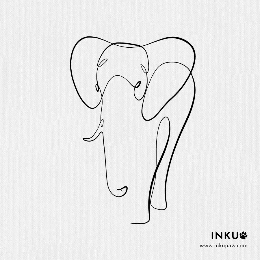 Elephant line drawing Royalty Free Stock SVG Vector and Clip Art