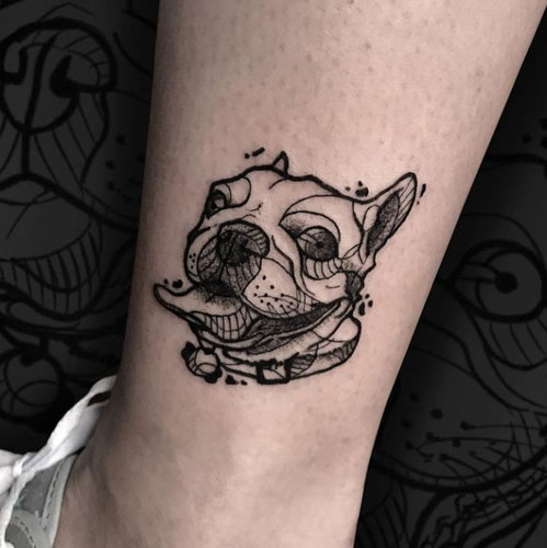 abstract realistic french bulldog tat