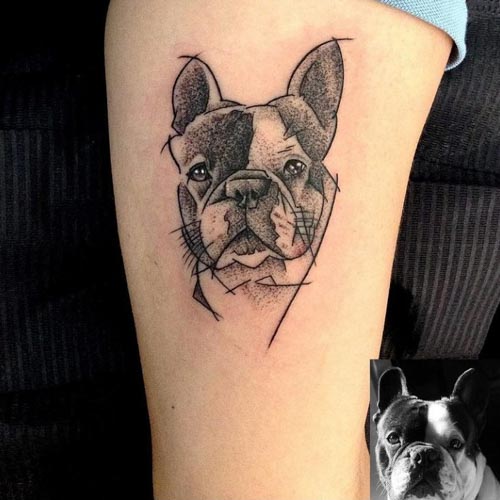 abstract sketch french bulldog tattoo