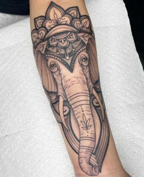 Indian Elephant Trend Boho Style Mandala Temporary Tattoo, Sexy Body Tattoo  Long Lasting And Non-toxic Metallic Tattoos - AliExpress