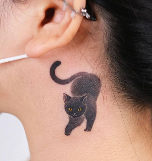 Tattoo uploaded by Tattoodo  dotwork blackwork cat sphynx neck  DanielMeyer  Tattoodo