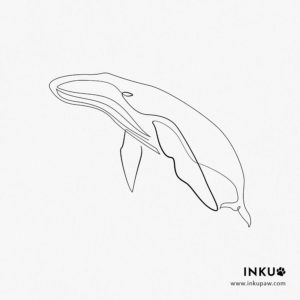 Illustrative style whale tattoo located on the bicep