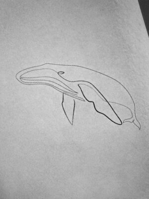 blue whale tattoo design in simple style