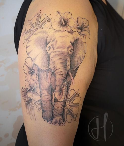Top 30 Trendy Elephant Flower Tattoo Designs | Inku Paw