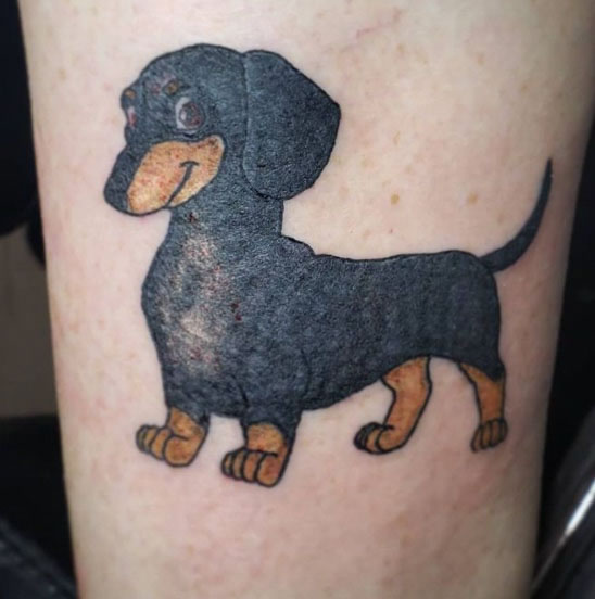 cartoon wiener dog tattoo