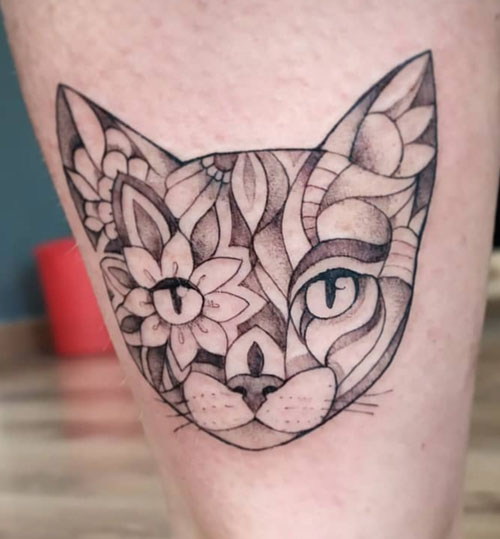 cat tattoo ideas on foot
