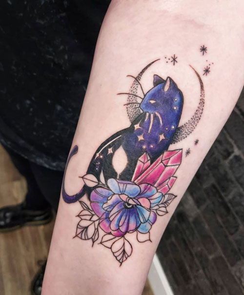 Cat and flowers by Roald Vd Broek  Tattoogridnet