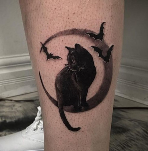 Two Cats On The Moon Tattoo Idea