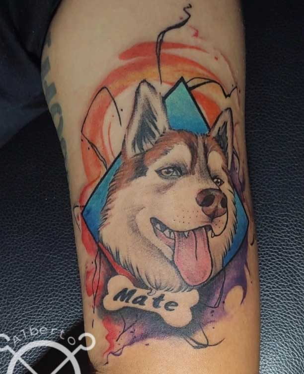 a tattoo of a husky dog ultra detailed tattoo 8 k  Stable Diffusion   OpenArt