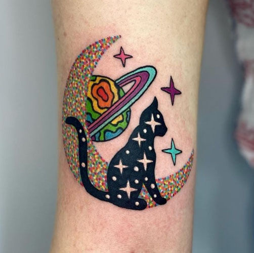 Joshua Burd on Instagram Space cat for Claires first tattoo Look at his  little moon boots  thanks again pdxtattoo pdxart portlandtattoo  portlandart cat