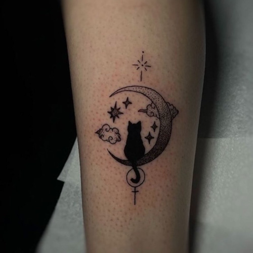 Cat And Moon Tattoo  Tattoo Designs Tattoo Pictures