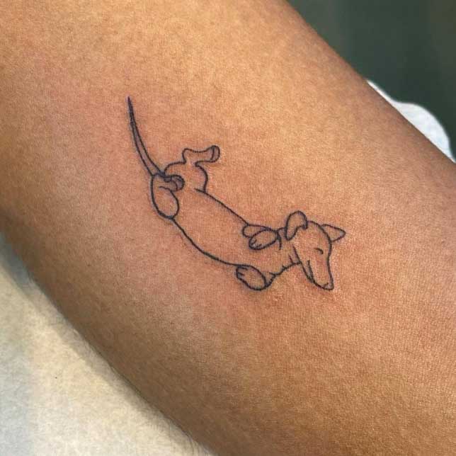 cute dachshund line tattoo