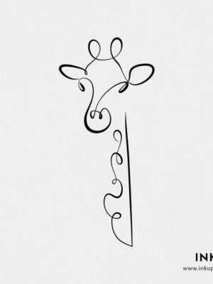 cute giraffe line tattoo design