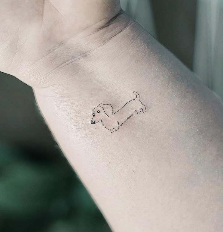 cute wiener dog outline tattoo