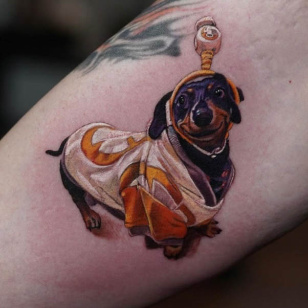 dachshund dog in costume pet tattoo