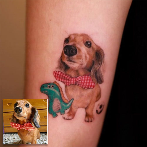 dachshund with bowtie tattoo