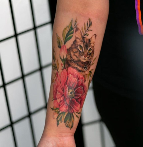 Floral Cat  Boston Temporary Tattoos Get Tatted Now Not Forever