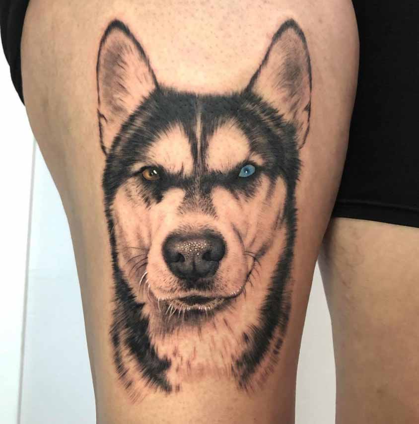 Husky Tattoo | Dog tattoos, Husky tattoo, Dog tattoo