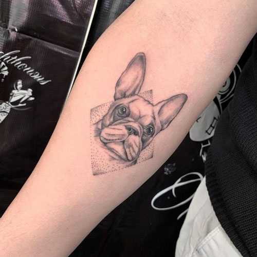 diamond stipple bulldog tattoo design