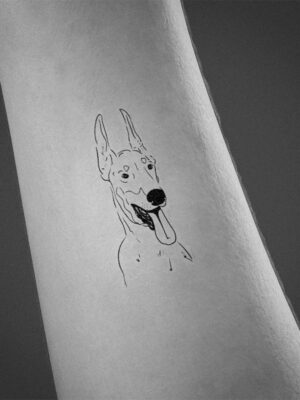 doberman line tattoo design on arm
