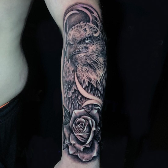 Eagle and Rose tattoo by Paulina Lukasik | Photo 26274
