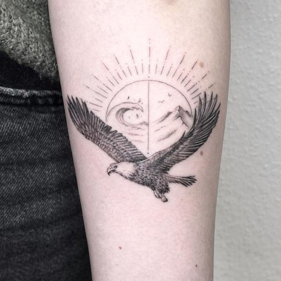 Tattoo Eagle Sun – Wallart-Direct
