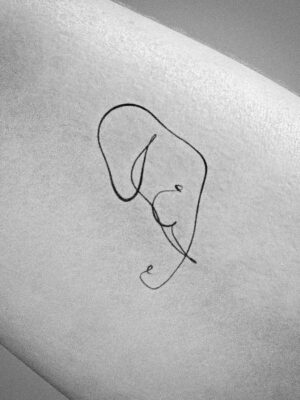 elephant one line head tattoo design
