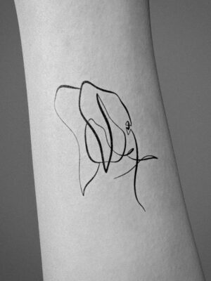 Elephant tattoo in one line on the arm