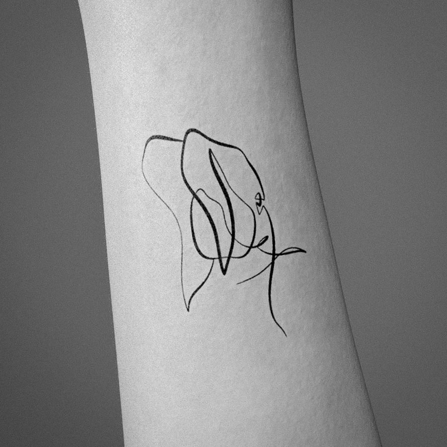 Simple Elephant Outline Tattoo Design | Inku Paw