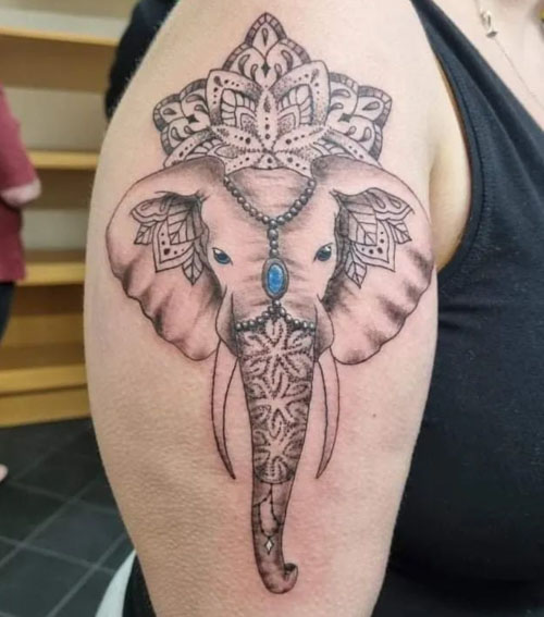 Mandala Elephant Tattoo by Britt Beale