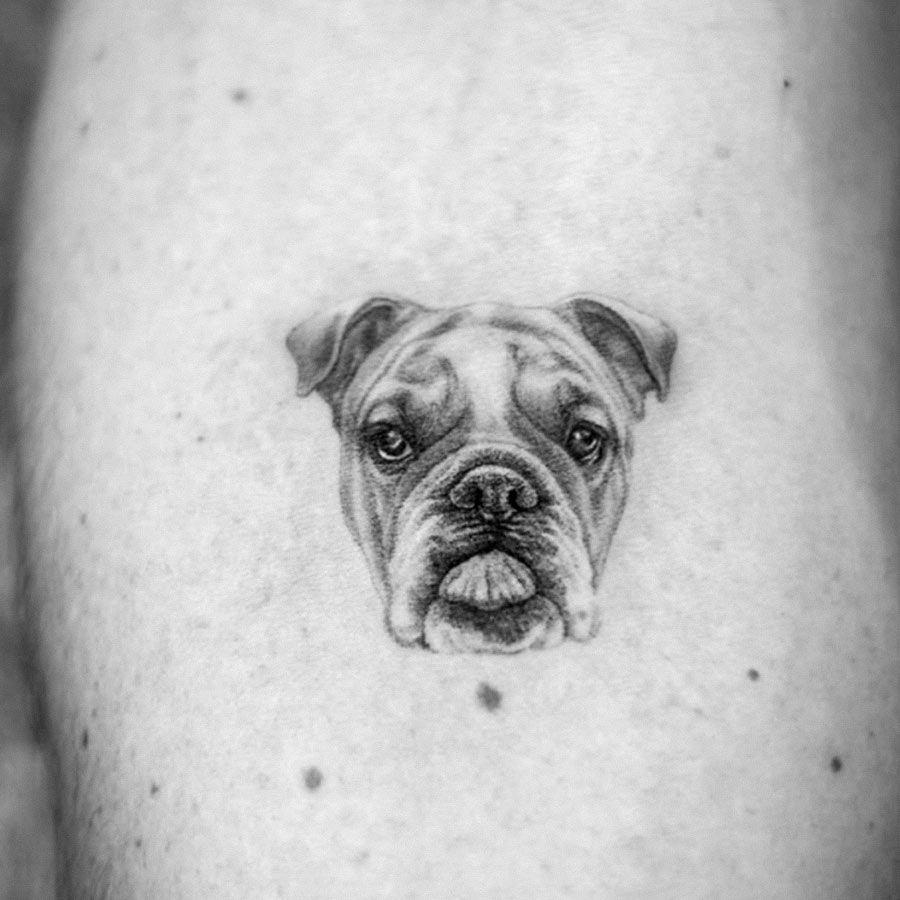 Eye-Catching English Bulldog Portrait Tattoo Ideas | Inku Paw