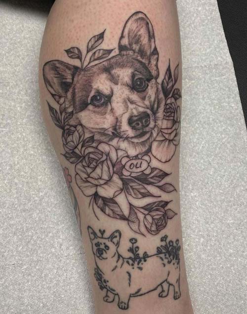 Dog portrait tattoo by Trudy Lines  Tattoogridnet