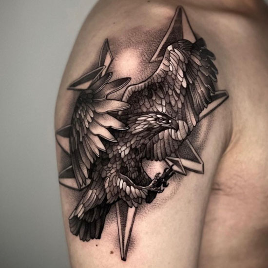 flying eagle shoulder tattoo