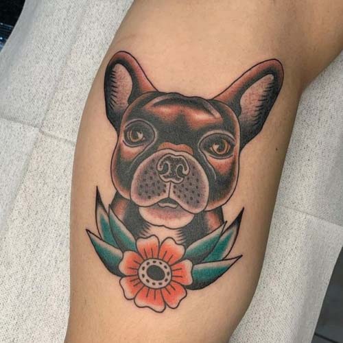 french bulldog pet color tattoo
