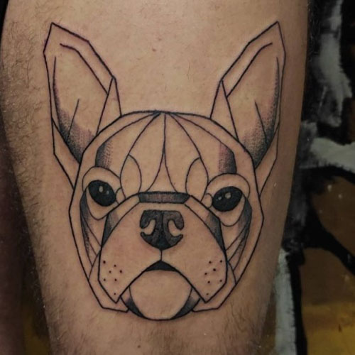 geometric french bulldog line tattoo