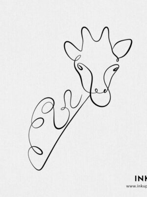 giraffe line art head tattoo