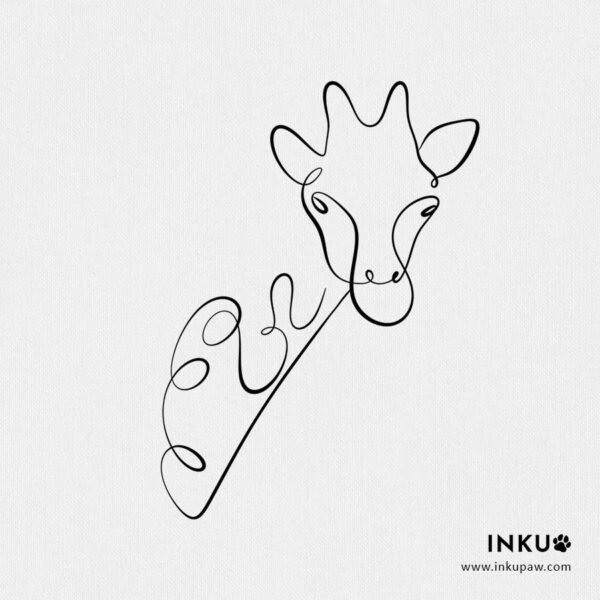 giraffe line art head tattoo