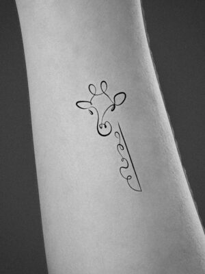 giraffe tattoo in one line