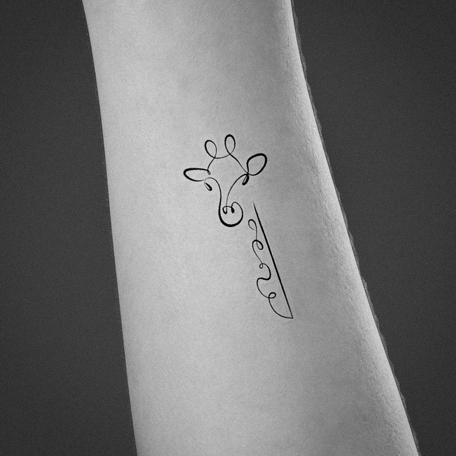 Minimal Giraffe Line Tattoo Design | Inku Paw