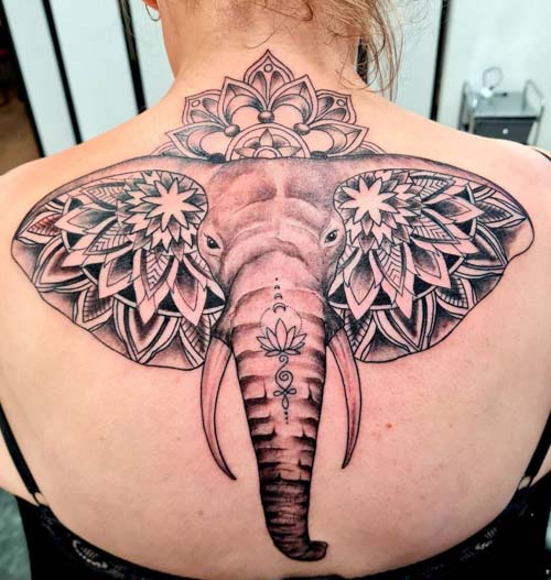 25+ Elephant Tattoos On Upper Back