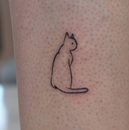 Tattoo tagged with: flower, cat, outline | inked-app.com