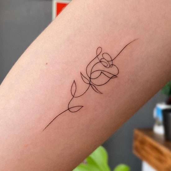 one line rose healing tattoo