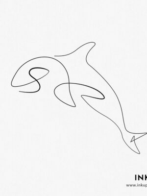 orca whale line tattoo