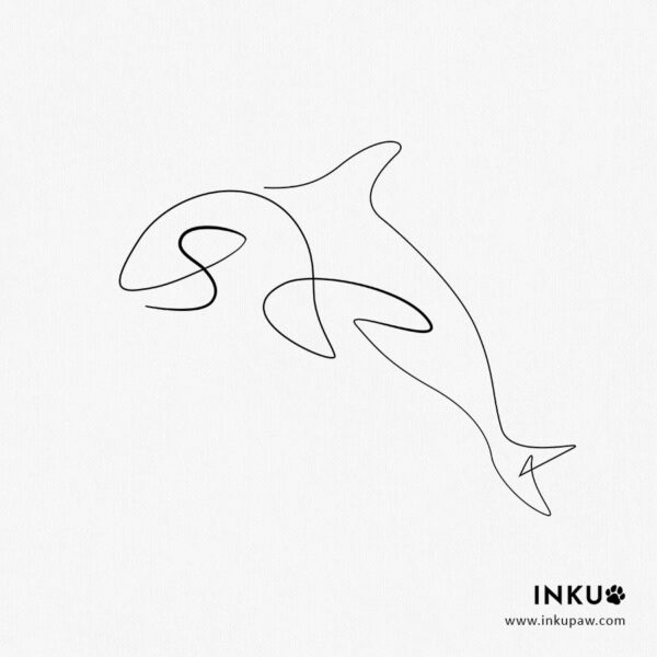 orca whale line tattoo