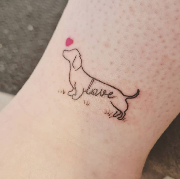outline pet name dachshund tattoo