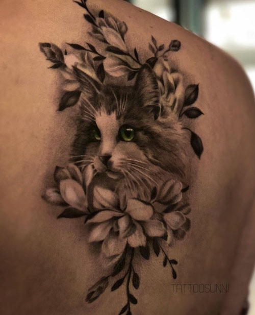 100 Cat Flower Tattoo Design png  jpg 2023