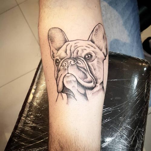 realistic sketch bulldog tattoo ink